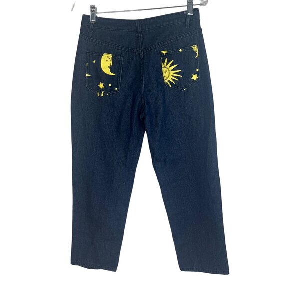 Sun Moon Star Jeans Womens Medium Dark Wash Womens Fun Whimsical - Picture 2 of 8